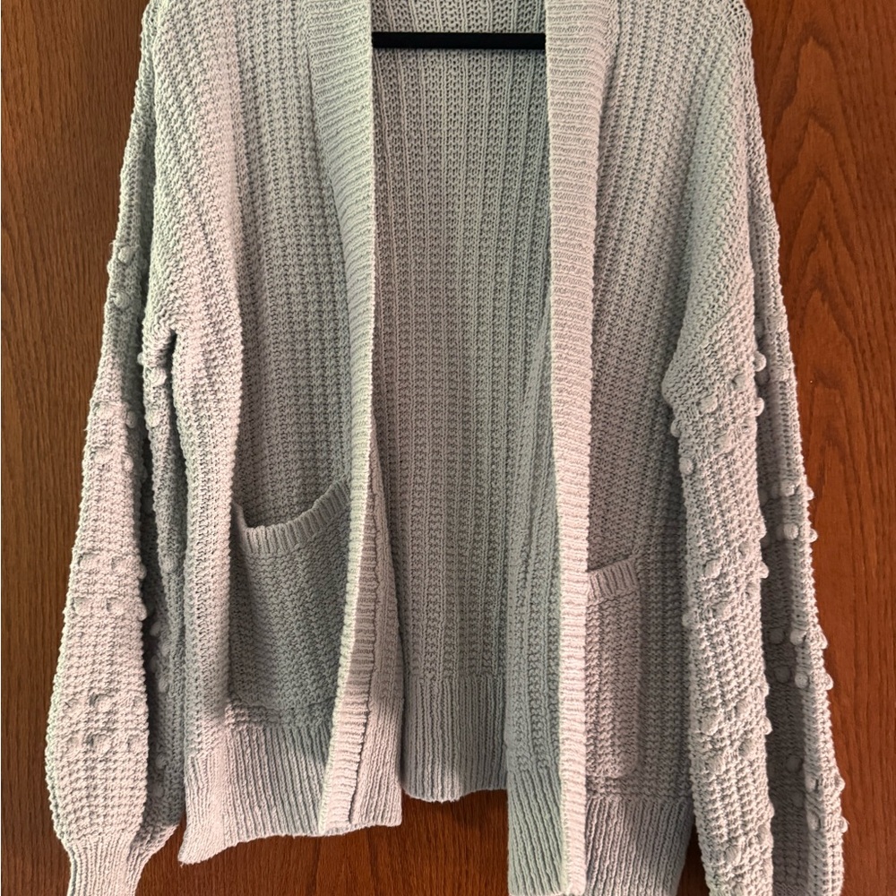 Madewell Bubble Sleeve Cardigan in Light Gray